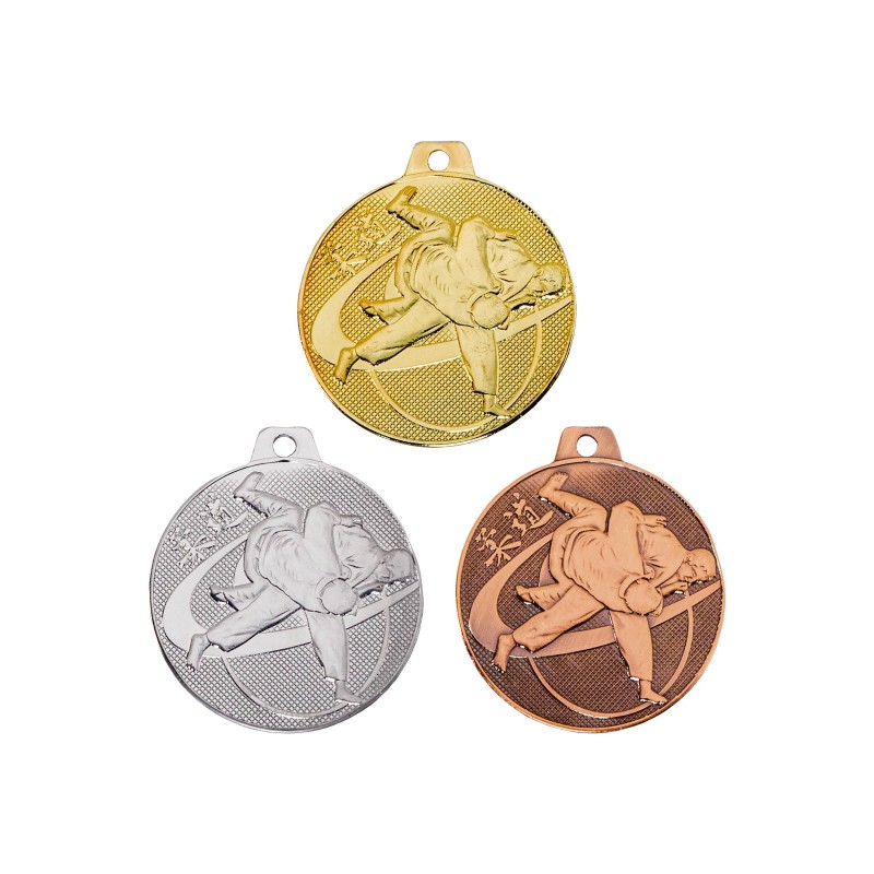 Médaille Judo en promotion Ø 70mm - Finition or-argent-bronze