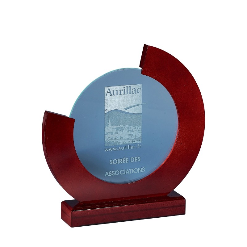 Trophée Verre & Bois Gravure Laser 164-51 - Logo personnalisé