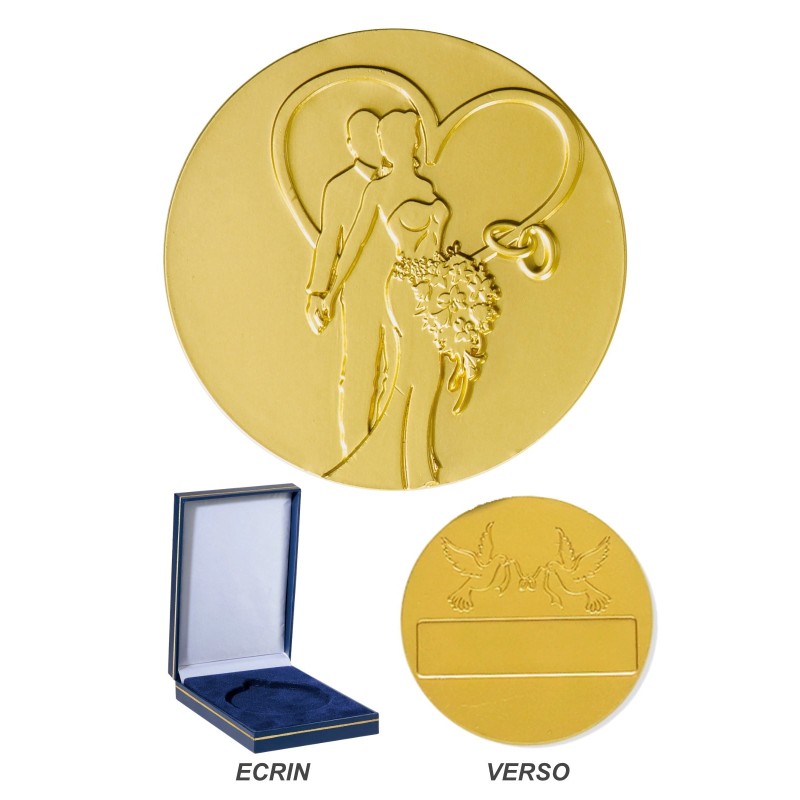 Médaille Mariage – 70mm - 155 g. Gravure Gratuite - Mairies et Communes.