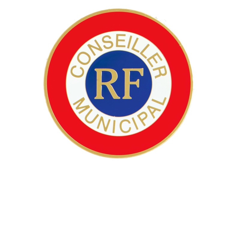 Cocarde Conseiller Municipal en métal pour voiture - Ø 75 mm – Spécial Mairies et Communes
