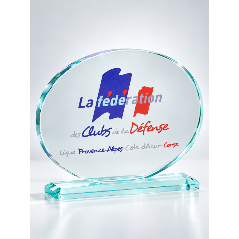 Trophée Verre Marquage couleur 157-11 - Logo personnalisé