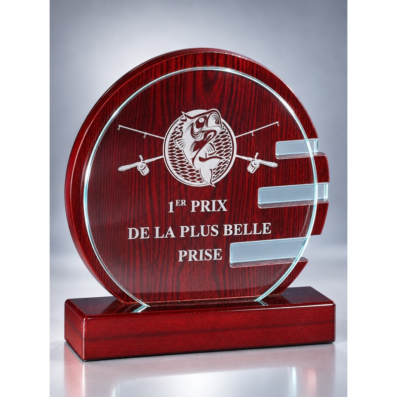 Trophée Verre & Bois Gravure Laser 163-11 - Logo personnalisé