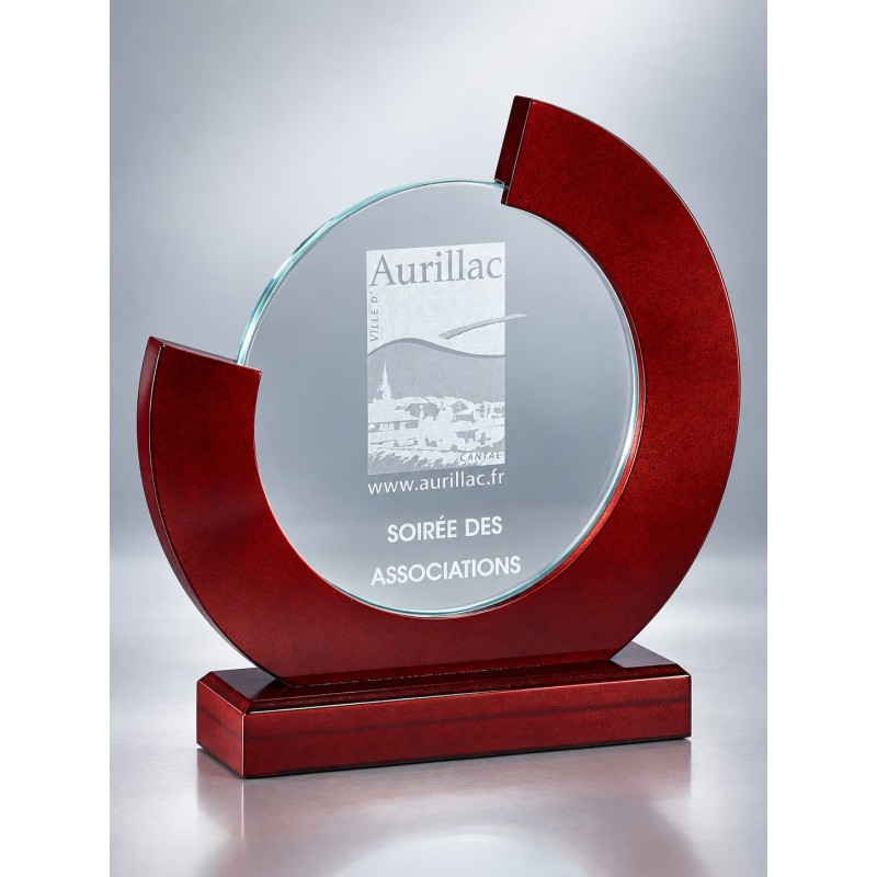 Trophée Verre & Bois Gravure Laser 164-51 - Logo personnalisé