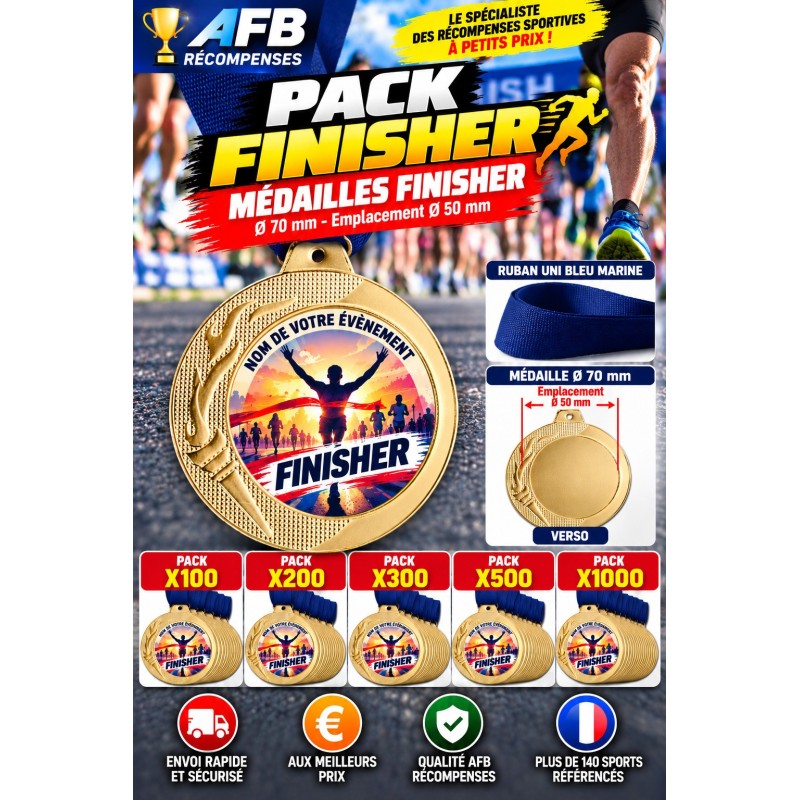 Pack Médailles FINISHER Personnalisées – Course à Pied, Trail, Marathon – 100 à 1000
